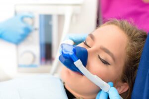 Woman getting laughing gas